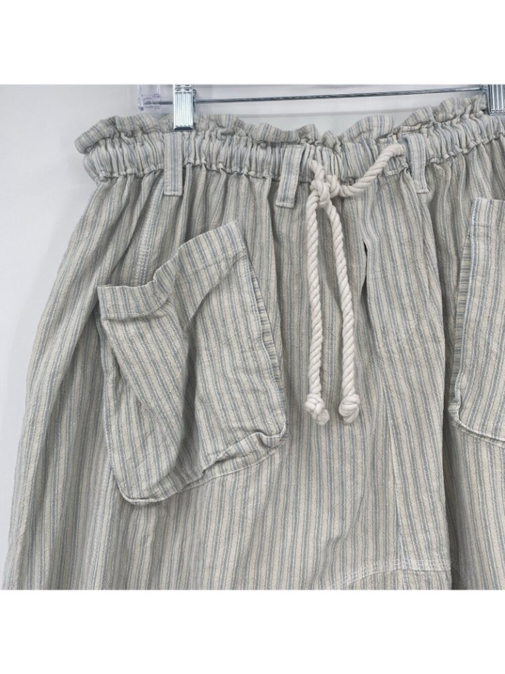 Free People Small Runyon Sky Blue Stripe Oversized Drawstring Harem Pants STAIN - Picture 14 of 16